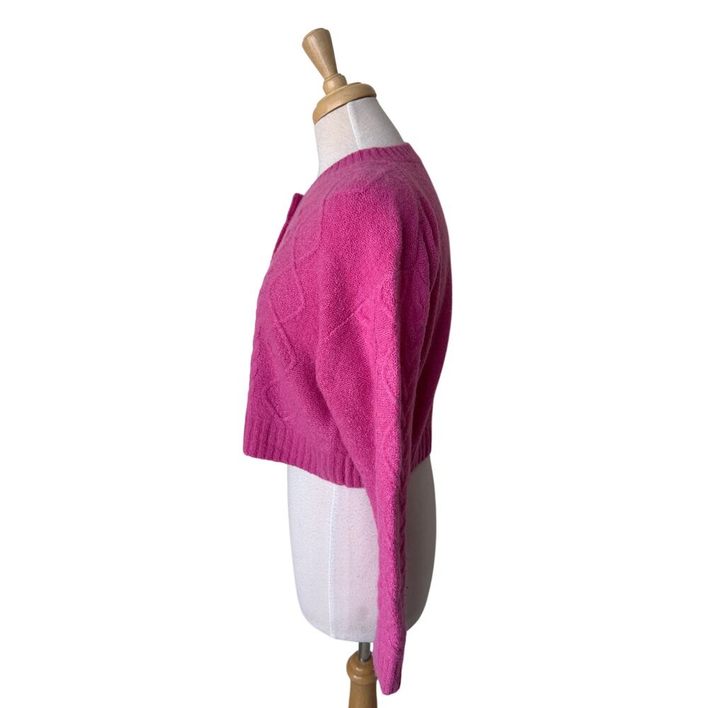 J. CREW Cashmere-blend bouclé cropped cardigan sweater Pink Size XS - Picture 7 of 8